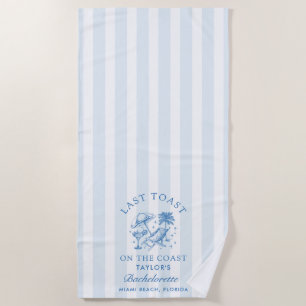 Coastal Bachelorette Modern Cocktail Party Blue Be Beach Towel