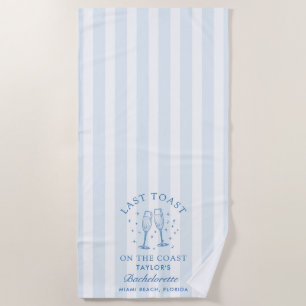 Coastal Bachelorette Modern Cocktail Party Blue Beach Towel