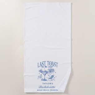 Coastal Bachelorette Modern Cocktail Party Blue Beach Towel
