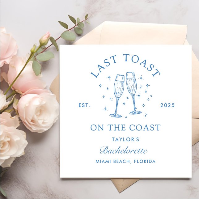 Coastal Bachelorette Modern Cocktail Party Blue Napkin (Creator Uploaded)