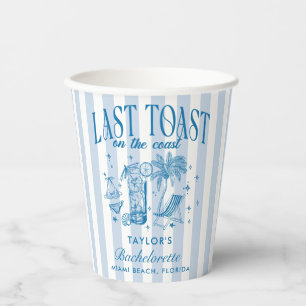 Coastal Bachelorette Modern Cocktail Party Blue Paper Cups