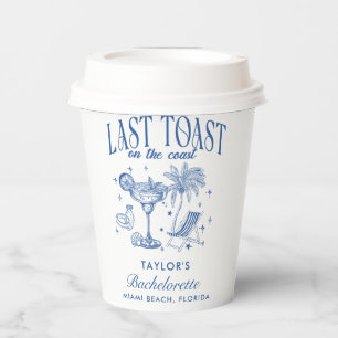 Coastal Bachelorette Modern Cocktail Party Blue Paper Cups