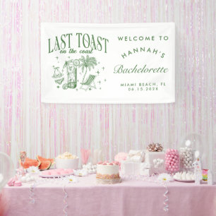 Coastal Bachelorette Modern Cocktail Party Green Banner