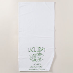 Coastal Bachelorette Modern Cocktail Party Green Beach Towel