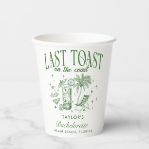 Coastal Bachelorette Modern Cocktail Party Green Paper Cups