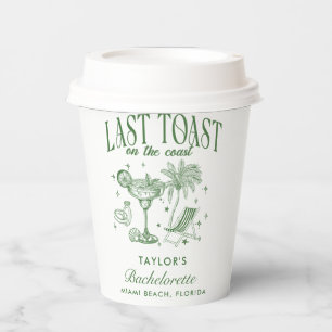 Coastal Bachelorette Modern Cocktail Party Green Paper Cups