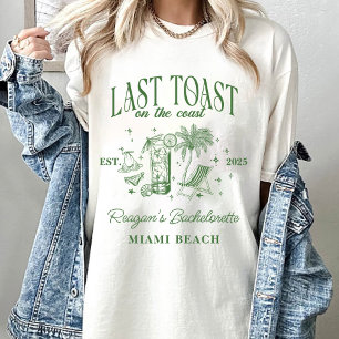 Coastal Bachelorette Modern Cocktail Party Green T-Shirt