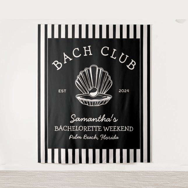 Coastal Bachelorette Party black cream bach club Tapestry (Front)