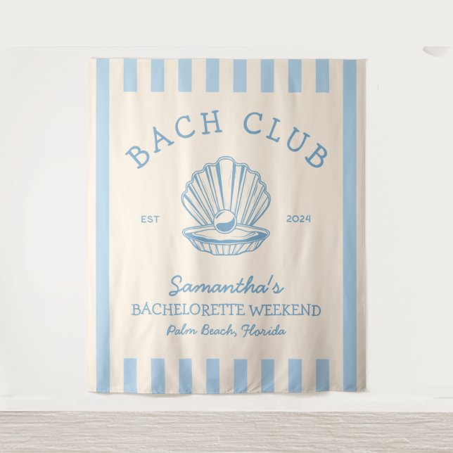 Coastal Bachelorette Party blue Backdrop bach club Tapestry (Front)