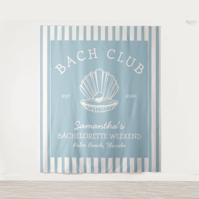Coastal Bachelorette Party blue cream bach club Tapestry (Front)