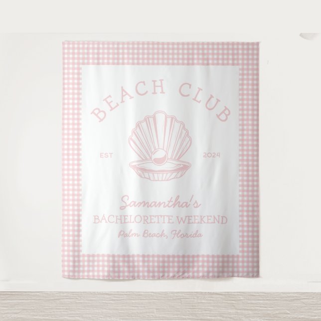 Coastal Bachelorette pink beach club Tapestry (Front)