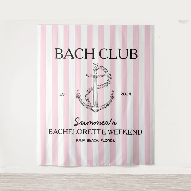 Coastal Bachelorette retro modern anchor bach club Tapestry (Front)