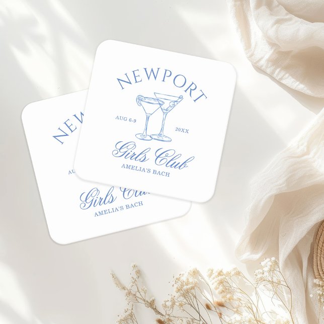 Coastal Bachelorette Weekend Girl's Club Square Paper Coaster (Creator Uploaded)