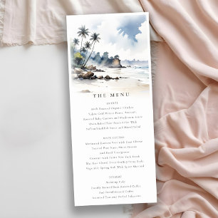 Coastal Bali Beach Palm Tree Wedding Menu Card