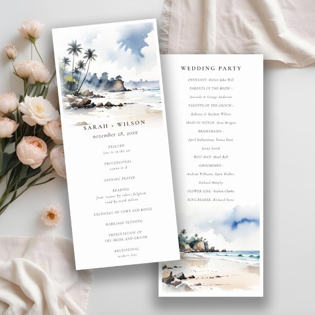 Coastal Bali Beach Palm Tree Wedding Program Invitation (Creator Uploaded)
