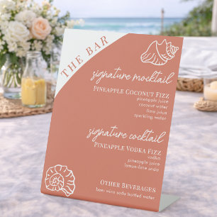Coastal Bar Signature Drinks Menu Custom Editable Pedestal Sign