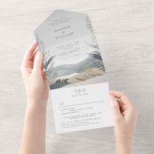 coastal beach All in One Wedding Invite