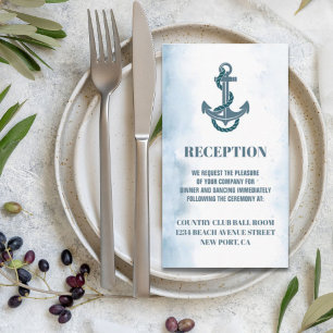 Coastal Beach Anchor Nautical Wedding Direction Enclosure Card
