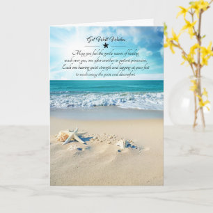Coastal Beach and Starfish Sentimental Get Well Card