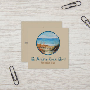 Coastal Beach Art Vacation Rental Square Business Card