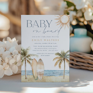 Coastal Beach "Baby on Board" Surfer Baby Shower Invitation