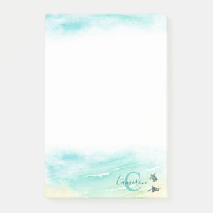 Coastal Beach Baby Sea Turtles Name Monogram Post-it Notes