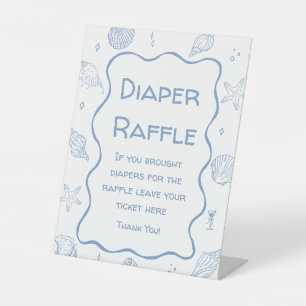 Coastal Beach Baby Shower Diaper Raffle Pedestal Sign