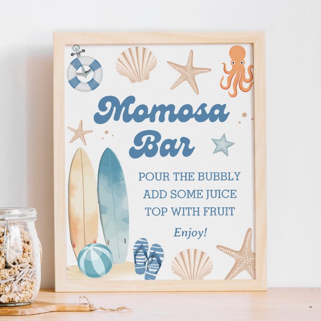 Coastal Beach Baby Shower Momosa Bar Poster (Creator Uploaded)