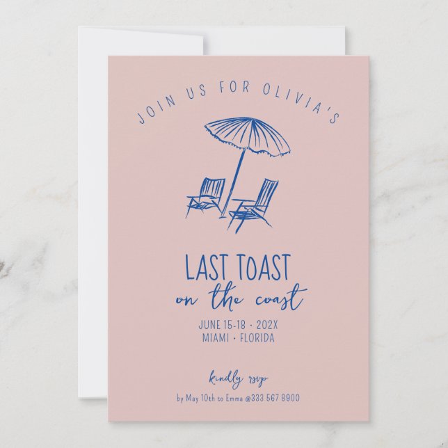 coastal beach bachelorette weekend invitation (Front)