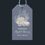Coastal Beach blue seashell bridal shower Gift Tags<br><div class="desc">Seaside beach shell blue bridal shower tags. Coastal bridal shower.</div>