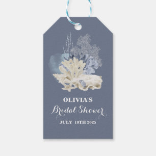 Coastal Beach blue seashell bridal shower Gift Tags
