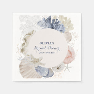Coastal Beach blue seashell bridal shower Napkin