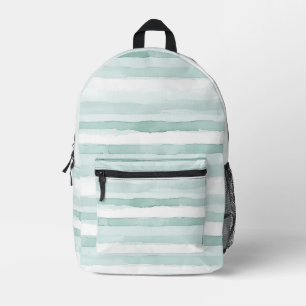 Coastal Beach Blue White Stripes Printed Backpack