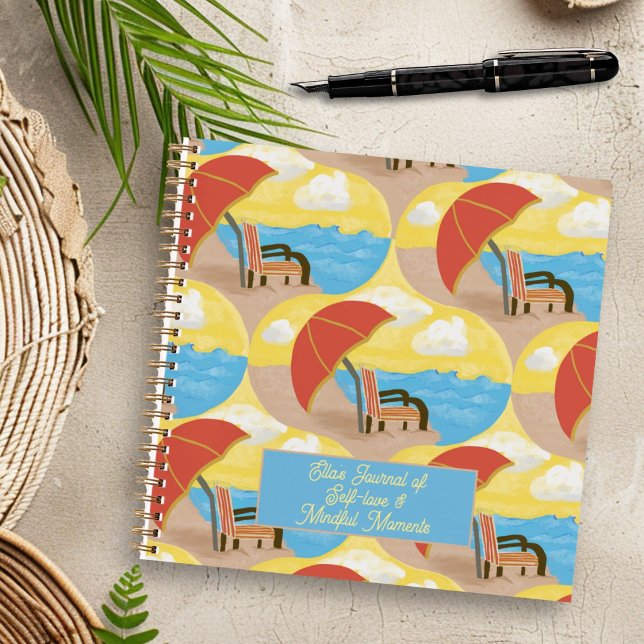 Coastal Beach Chair Personalised Spiral Notebook (Creator Uploaded)