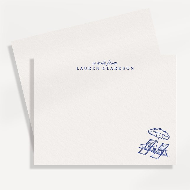 Coastal Beach Chairs Umbrella Note Card (Creator Uploaded)