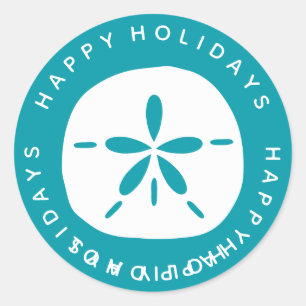 Coastal Beach Christmas Sand Dollar Classic Round Sticker