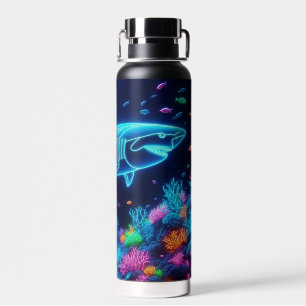 Coastal/Beach colourful neon shark Water Bottle