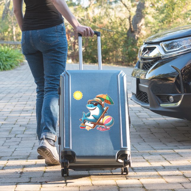 Coastal/Beach cute cartoon shark (Suitcase Insitu)