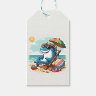Coastal/Beach cute cartoon shark Gift Tags