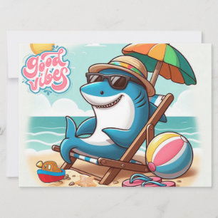 Coastal/Beach cute cartoon shark Holiday Card