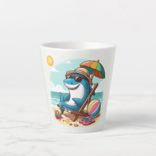 Coastal/Beach cute cartoon shark Latte Mug