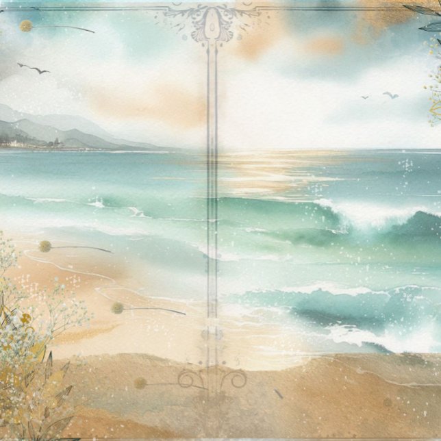 Coastal Beach Decoupage Junk Journal Scrapbook  (Coastal Beach Ephemera Decoupage Junk Journal Scrapbook Craft Paper)