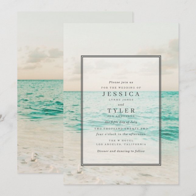 Coastal Beach Destination Wedding Invitation (Front/Back)