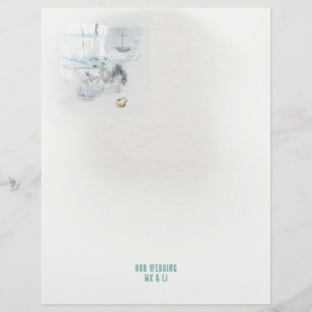 Coastal Beach Double-Sided Blank Wedding Paper (Front)
