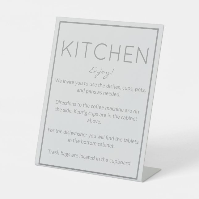 Coastal Beach Grey Kitchen Counter Sign (Front)