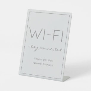 Coastal Beach Grey Wi-Fi Guest Table Sign