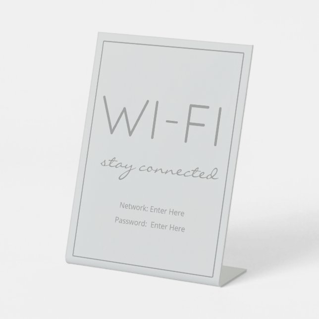 Coastal Beach Grey Wi-Fi Guest Table Sign (Front)