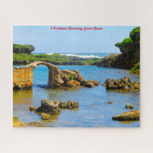 Coastal Beach Guam.Christmas Greetings Jigsaw Puzzle
