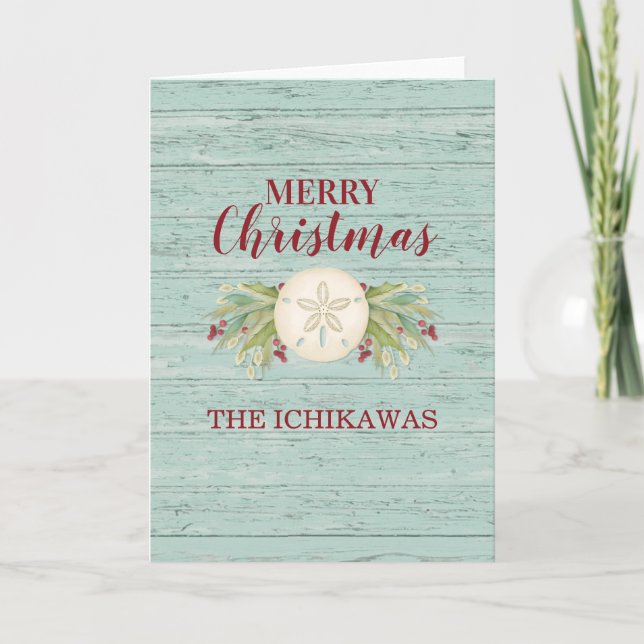 Coastal Beach Holiday Christmas Card (Front)