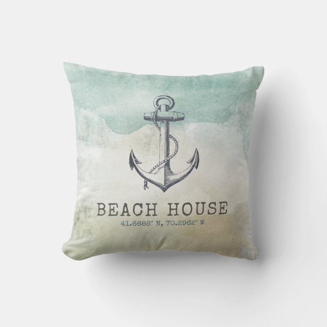 Coastal Beach House Nautical Family Coordinates Cushion (Front)
